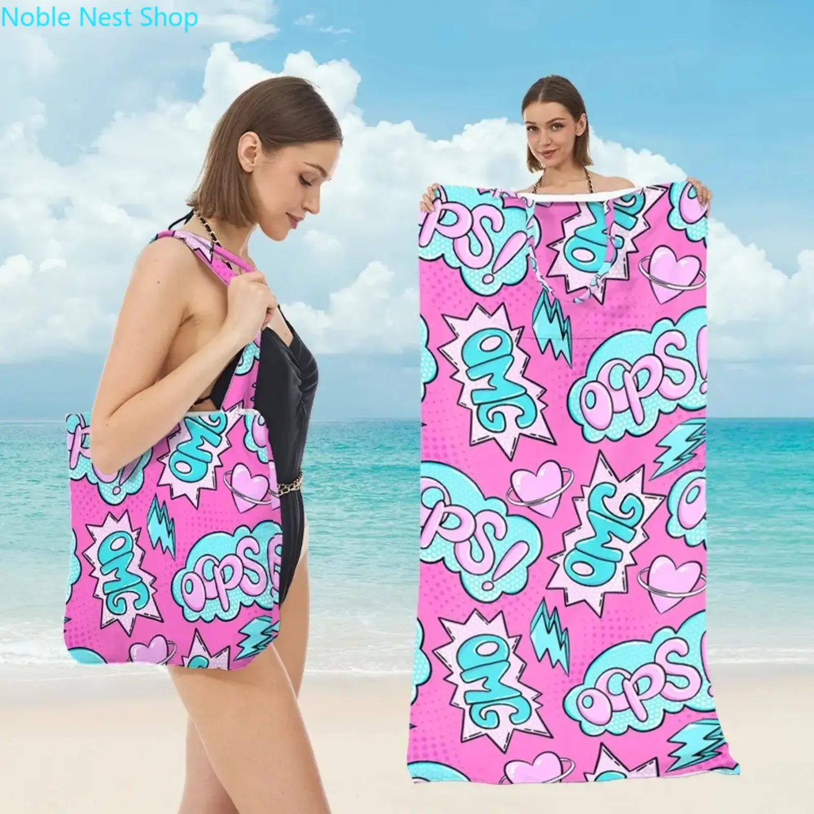 2-in-1 Convertible Beach Towel Tote Bag for Women, Foldable Large Capacity Shoulder Bag Blanket Combo, Portable Travel Essential for Pool, Beach Trips, Camping & Summer Vacations