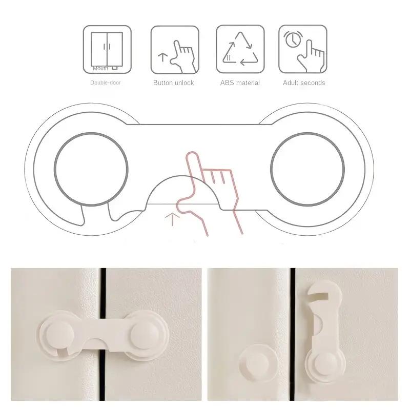 Safety Refrigerator Cabinet Lock, Window Closet Wardrobe Safety Lock,Cabinet Door Locks with Adhesive for Drawer Cupboards Fridge Closet and Pantry