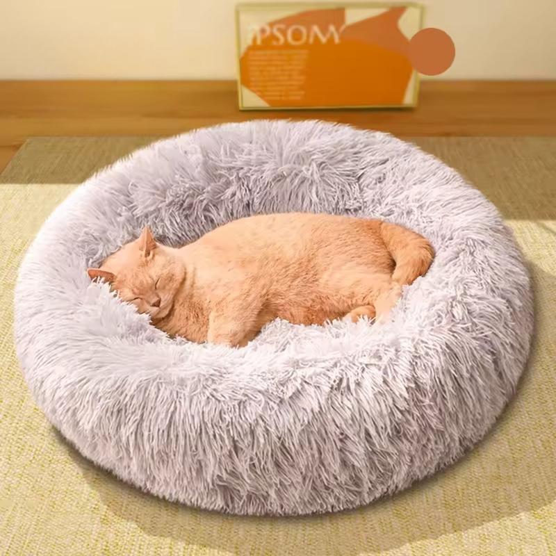 Cute Plush Dog Bed, Washable, Suitable for Small Dogs, 19 Inches, Anxiety-reducing Puppy Bed, Suitable for Dogs Weighing No More Than 15 Pounds.
