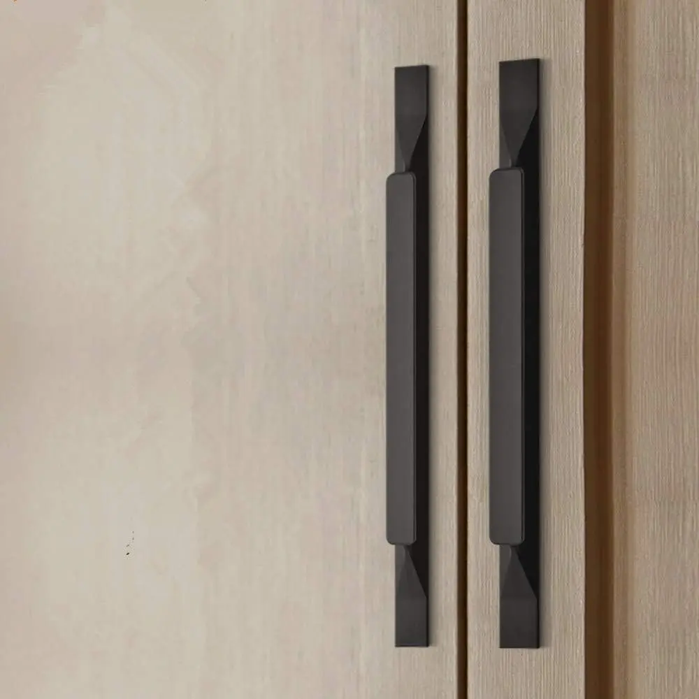 Kitchen Cabinet Pulls - Black Cabinet Handles - 5 Pack Long Cabinet Hardware for Drawers Dresser Furniture Pulls (5.04 inches Hole Center - 7.87 inches Length)