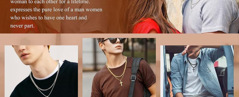 YADOCA Cross Necklace for Men - 14K Plated Gold Silver Black Plated Stainless Steel Layered Cross Chain Crucifix Necklace Cuban Link Herringbone Chain Box Chain Cross Pendant Fashion Jewelry Gifts 16 18 20 22 24 Inches