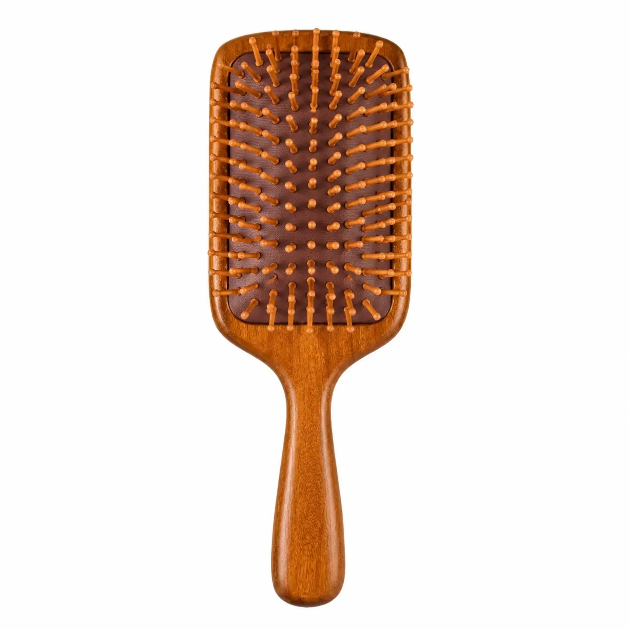 Wooden Paddle Hair Brush for Women and Men, Air Cushion Detangling Brush with Rounded Tip Pins, Wide Detangler and Scalp Massage Comb for Long, Thick, Straight, Wavy and Curly Hair, Wet or Dry Everyday Hair Care