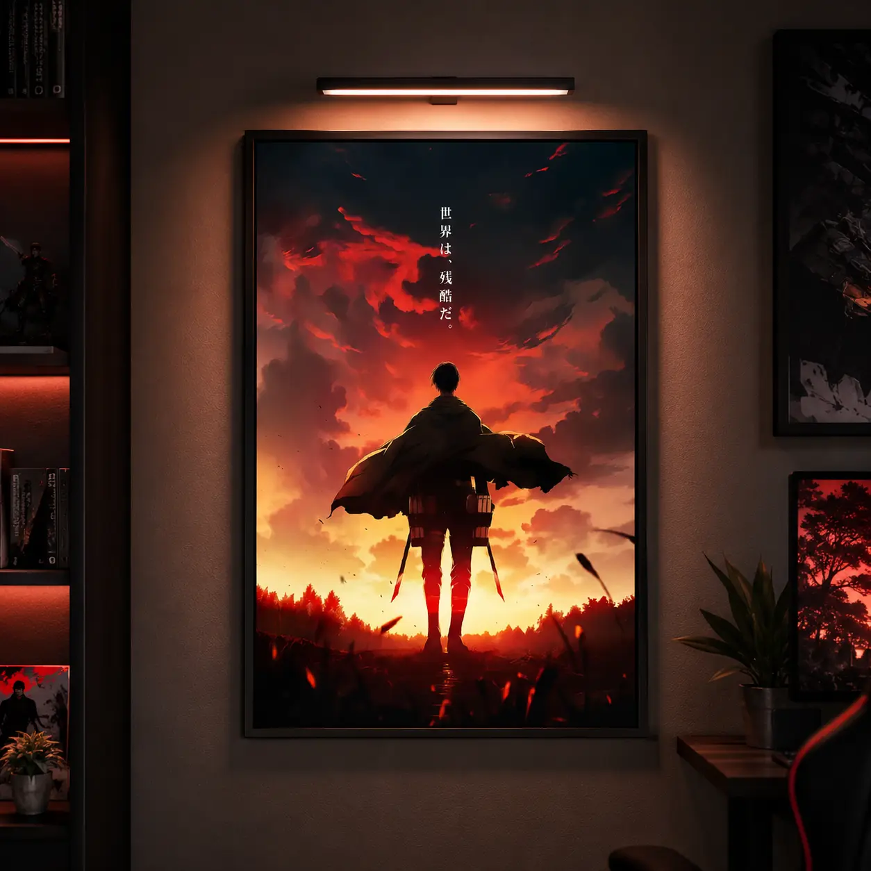 Levi Ackerman Cruel World Attack on Titan Anime Poster, Levi AOT Anime Posters Decor Photo, Canvas Wall Art Print, Japanese Anime Room Decor for Bedroom Dorm Gaming Room Office, Manga Wall Art Gift for Anime Fans