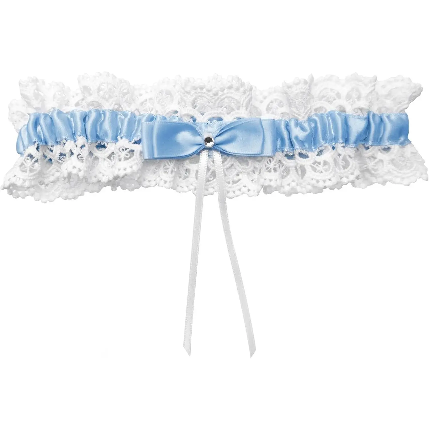Elegant Blue Lace Bridal Garter with Elastic Ribbons | Soft, Lightweight, Comfortable Fit for Wedding, Party, Gift for Women and GirlsGift
