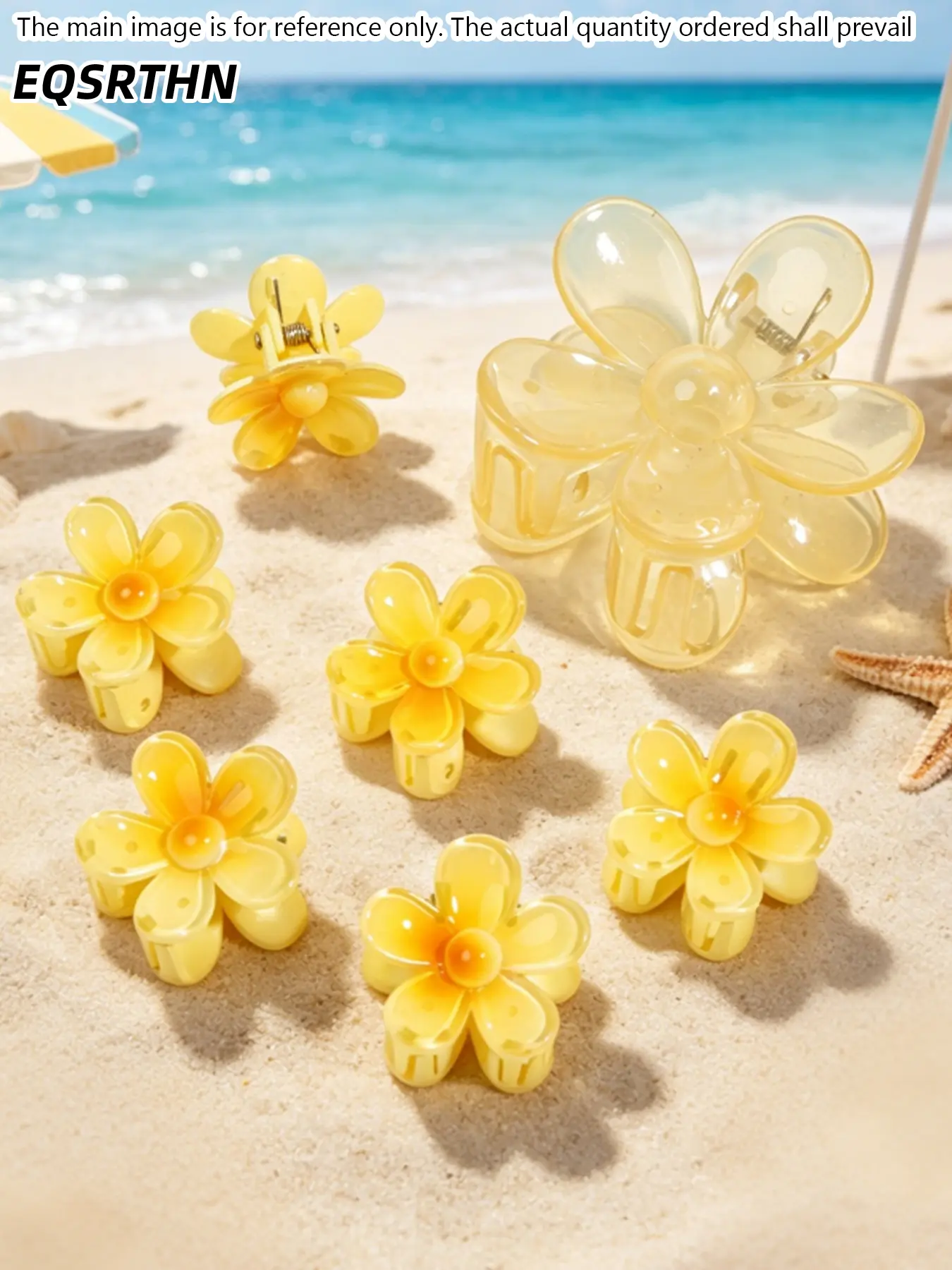 7Pcs Transparent Clear Frangipani Flower Hair Claw Clips, Glossy Jelly Finish Floral Shark Hair Grips, Fresh Minimalist Summer Resort Style Hair Accessories for Seaside Beach Trips, Weekend Camping, City Shopping, Evening Cocktail Party