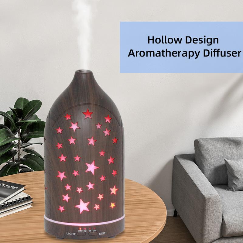 7 Color Star Hollow Air Humidifier & Aroma plant Diffuser, Essential Oil Diffuser with Ultra Quiet remote Operation, Auto Shut Off, Aromatherapy Machine for Relaxation in Home & Office, Air Purifier for Enhanced Ambiance Aromatherapy Diffuser with Lights