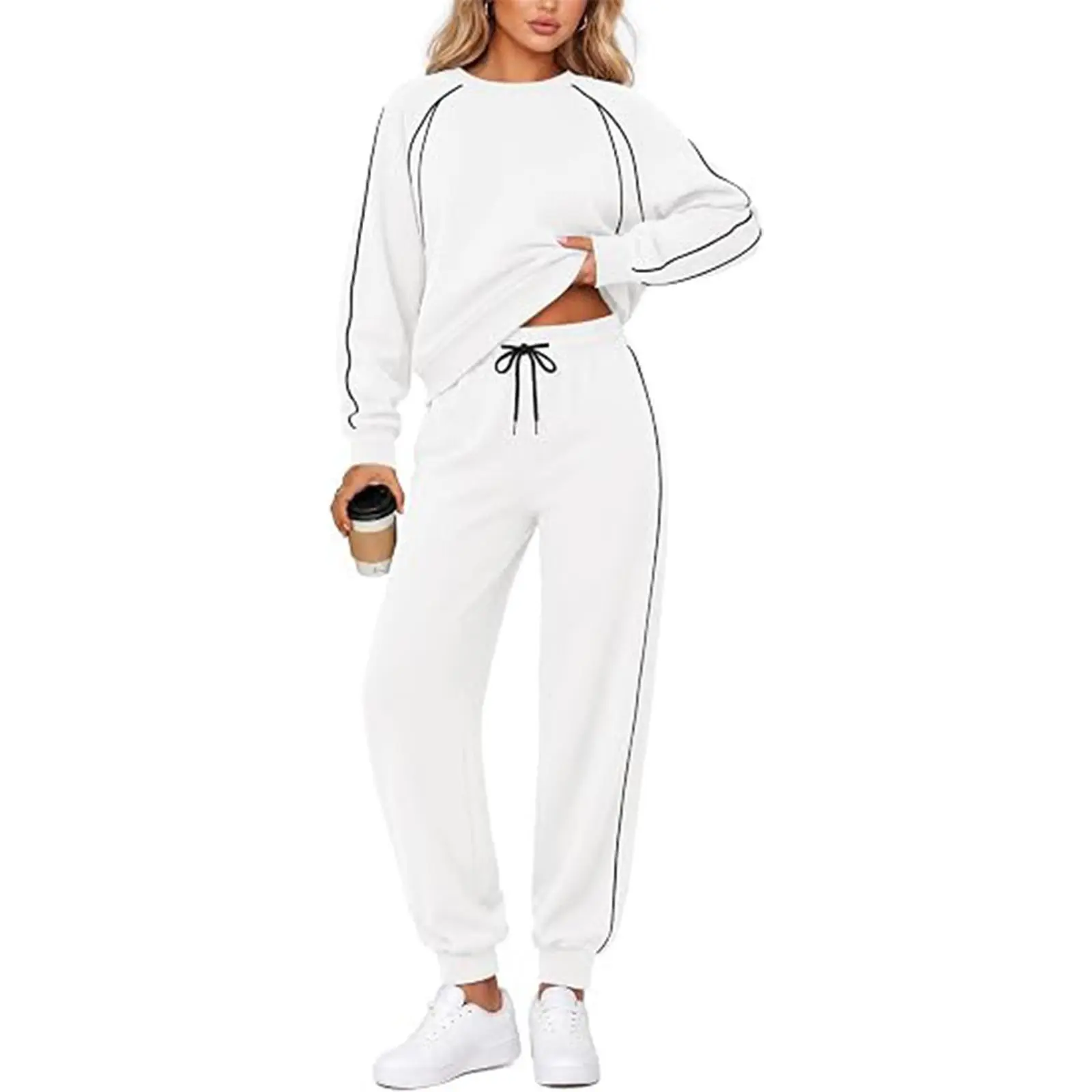 Yousify Womens Sweatsuits 2 Piece Outfits Long Sleeve Sweatshirt High Waisted Jogger Sweatpants Track Suits Athletic Sets