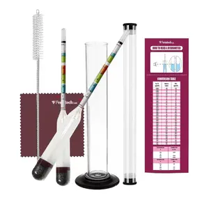 Glass Triple Scale Hydrometer Kit – Test ABV, Brix, Gravity for Wine, Beer, Mead & Kombucha, with Microfiber Cloth & Storage Case, Easy Home Brewing Tool for All Experience Levels (Hydro+Jar)