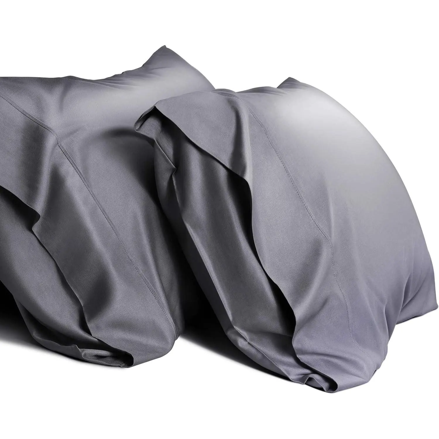 Cooling Queen Pillowcases Set of 2 Breathable Cool Silky Soft Rayon Derived from Bamboo Fabric, Moisture Wicking for Hot Sleepers, Hair and Skin Friendly, Dark Grey, 2 Pack, 20x30IN