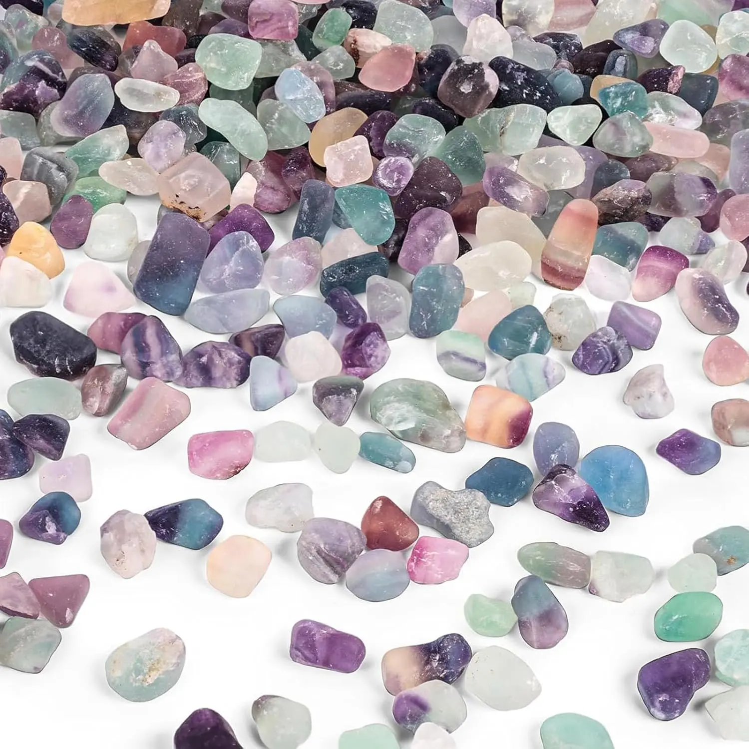 Quartz Crystals, Crushed Chips Tumbled Polished Stones, Assorted Irregular Shaped Decorative Rocks, Succulent Pebbles for Indoor Plants, Aquarium Betta Fish Tank Gravel, Vase Filler 0.2"-0.5"