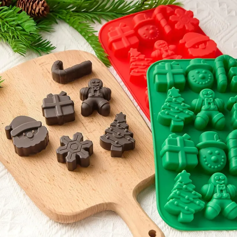 2pcs,Food Grade Silicone cake mold, Christmas tree style, 6-hole mold, used for baking, handmade soap mold, baking tool, very suitable for chocolate, mousse, cheesecake, jelly, ice cream, gummy and cake - Valentine's Day dessert, candy making mold