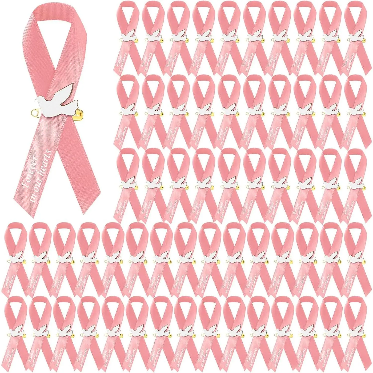 50 count  Funeral Ribbons Memorial Ribbon Funeral Pins Classic Memorial Service Respect Ribbon Bow with Safety Pins and  for Mourning Remembrance Day Event ()