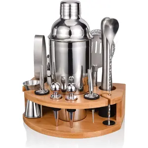 12 Piece 25oz Cocktail Shaker Set Bartender Kit with Stand Bar Set for Mixed Drink Professional Bar Accessories including Shaker Jigger Strainer Muddler Liquor Pourers Ideal House Warming Gifts