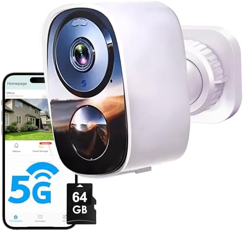 2025 Upgraded 2K Wireless Security Camera with 64G SD Card, Free Cloud Storage, 1-6 Month Battery Life, AI Motion Detection, Spotlight, Siren Alarm, 2-Way Audio, Waterproof WiFi Surveillance Camera
