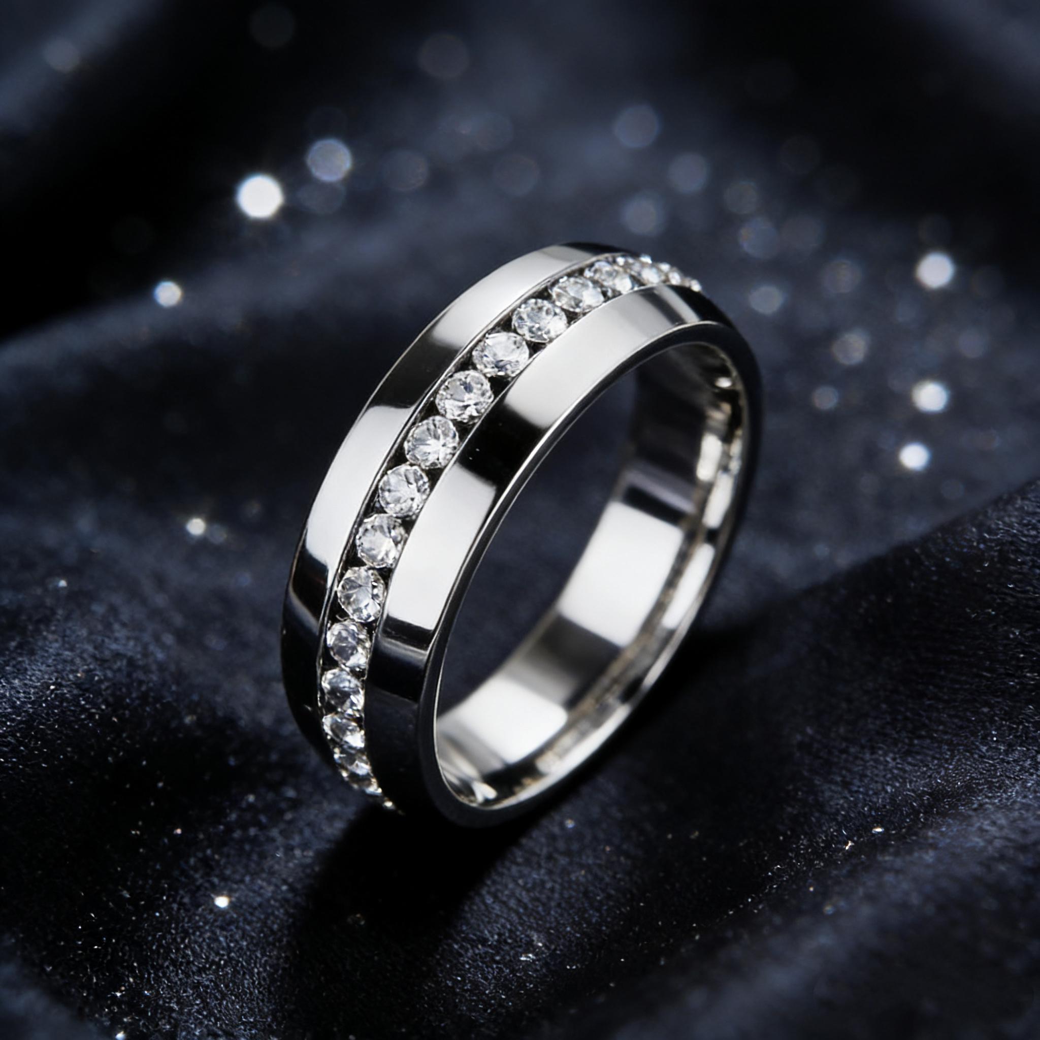 1 Piece bestie rings Never Fade Stainless Steel Ring Men Women Couple Ring Single Row Full Diamond Cuban Ring Engagement Wedding Band dainty rings stackable rings