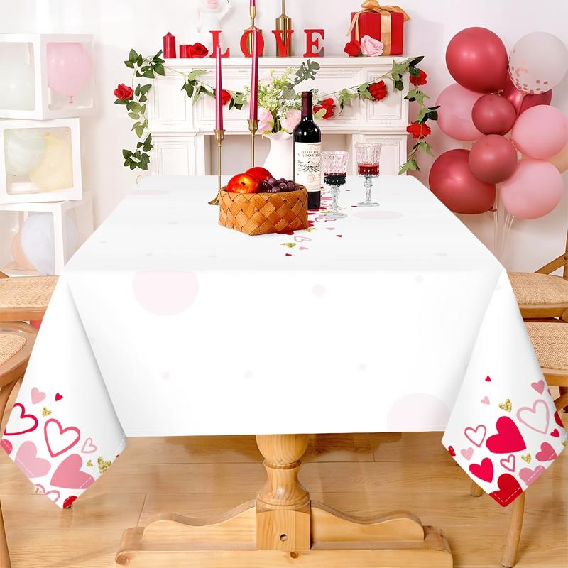 Charming Pink Love Heart Tablecloth for Valentine's Day - 60x84 Inches, Perfect for Parties, Picnics & Anniversaries
