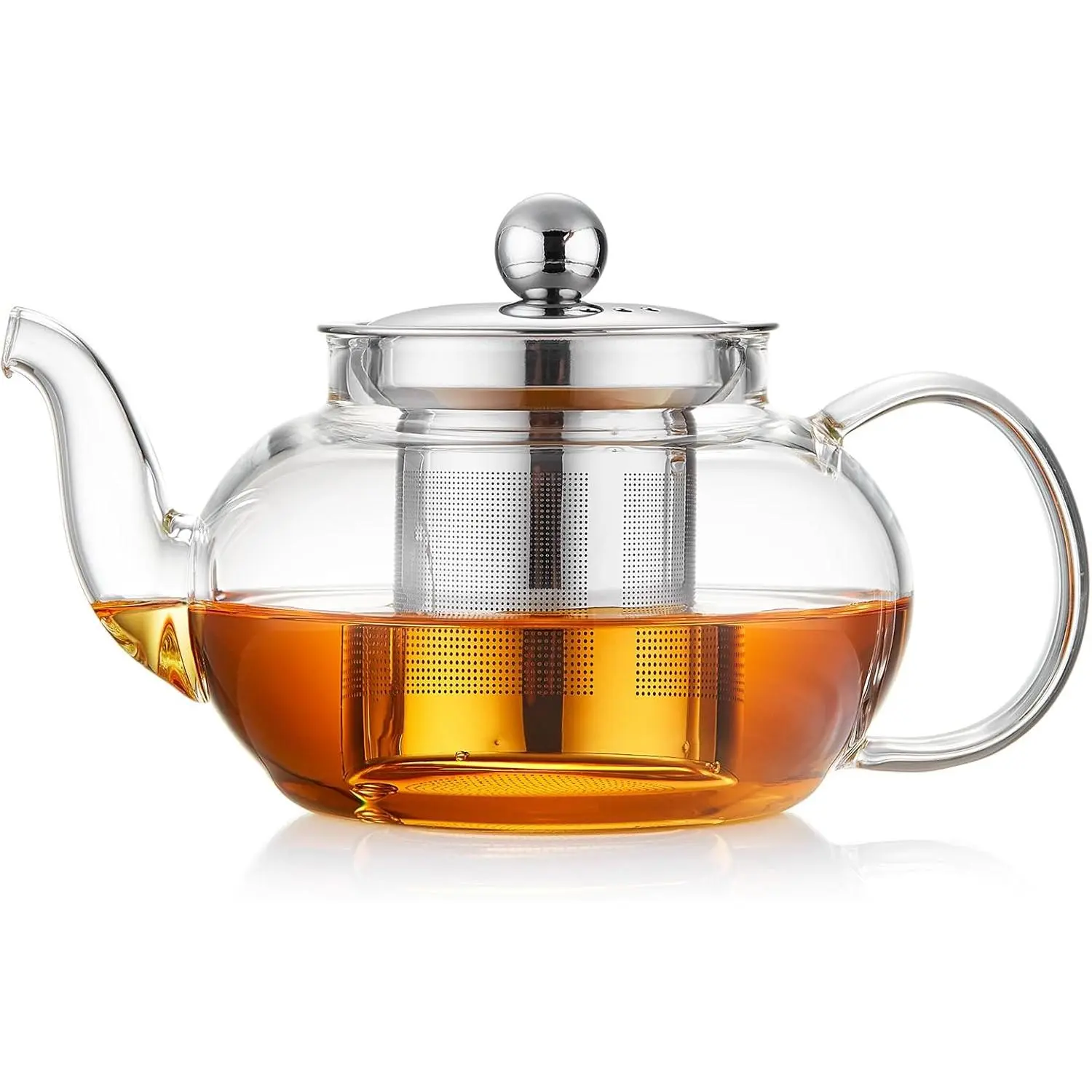 Glass Teapot with Removable Infuser, 20 oz/600ml Glass  Pot Small Borosilicate  Steeper Kettle with Loose Leaf  Strainer For Flower Blooming , ClearTea Maker Pitcher