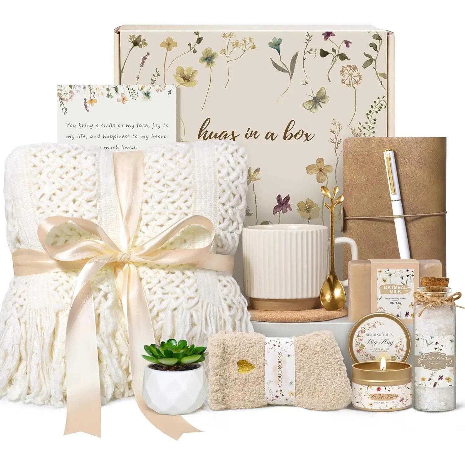 Birthday Gifts for Women Get Well Soon Self Care Package Box Sending Hug Baskets Thinking of You Inspirational Gift for New Mom Best Friend Birthday (Ivory)