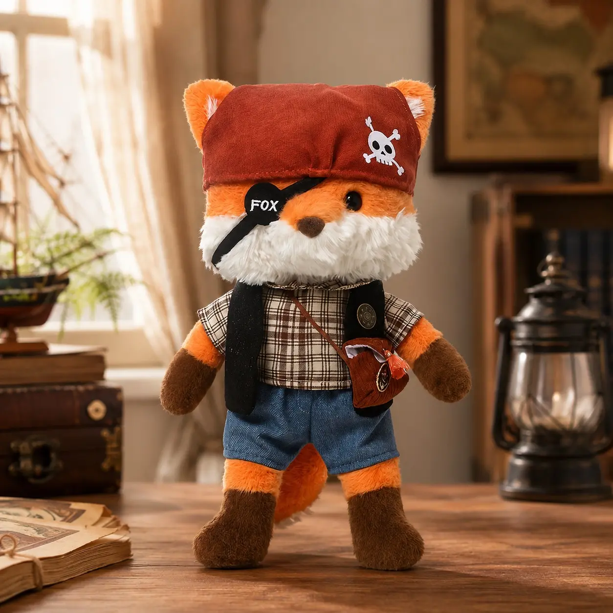 Pirate Fox Plush Toy, Symbolizing Courage, Sea Adventure Small Fox Doll, Perfect Holiday Gift, Soft and Cuddly, Ideal for Kids