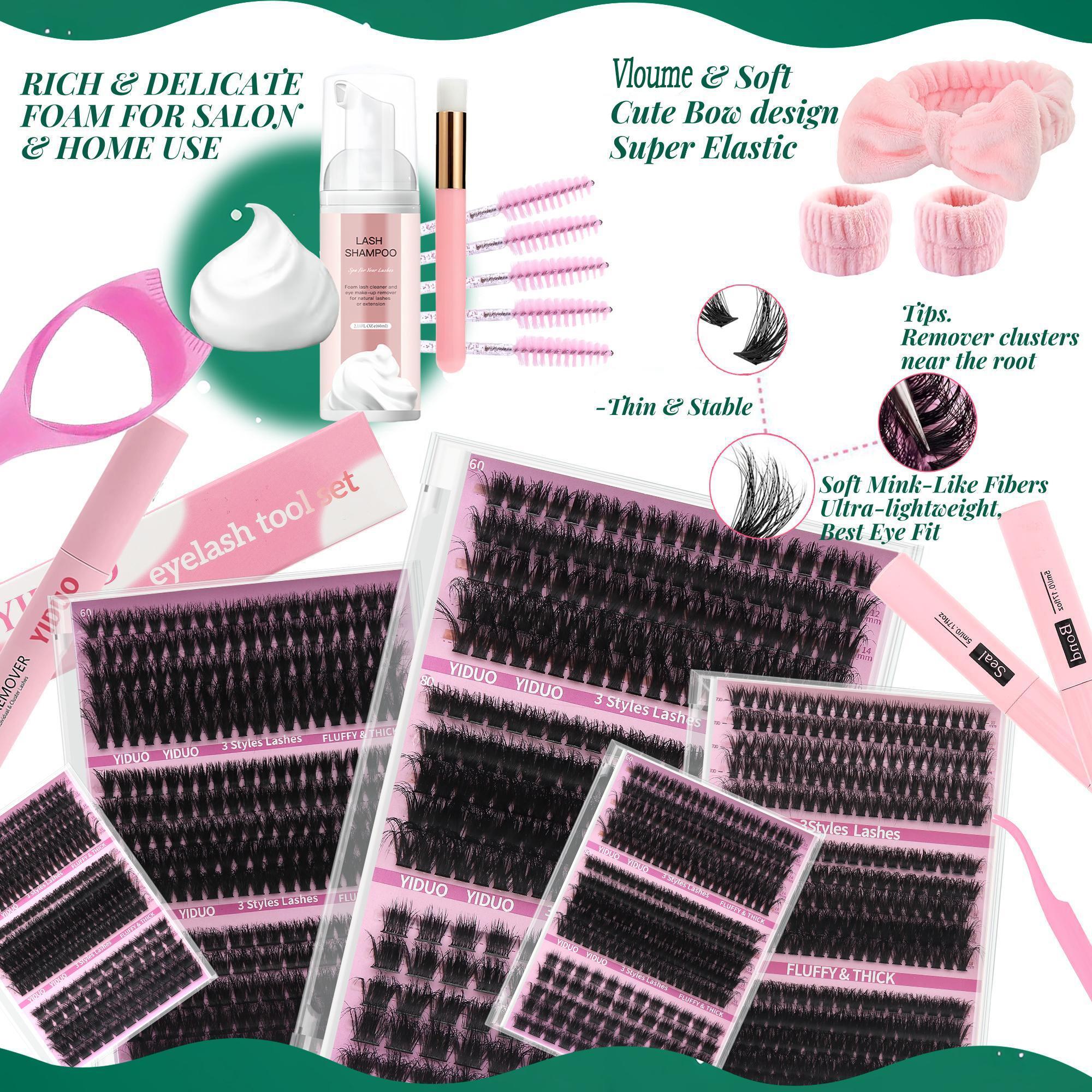 Natural Eyelash Extensions Kit, 1 Set Mixed Length Eyelash Clusters, Self Grafting Curl Eyelashes, Diy False Eyelashes, Professional Eye Makeup Accessories for Women, Makeup Products