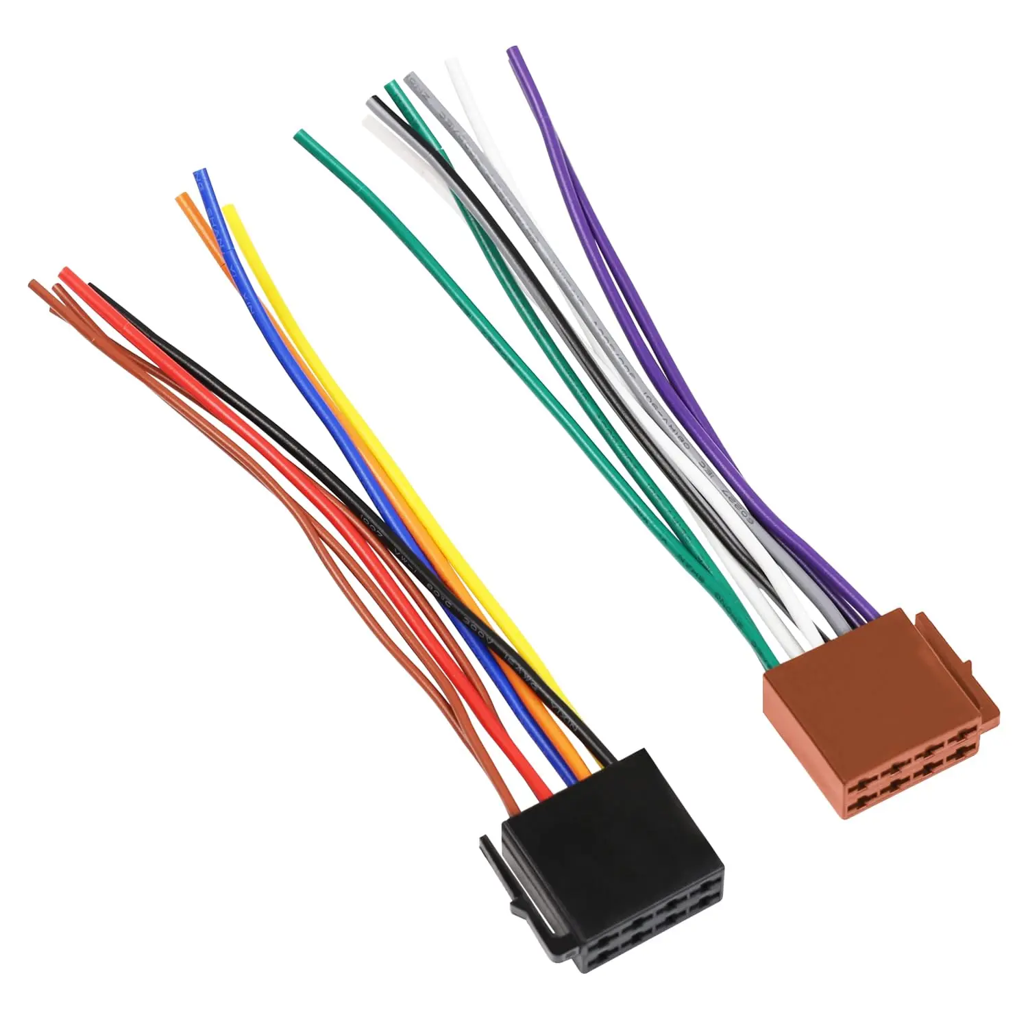ISO 8-Pin Universal Car Radio Stereo Wiring Harness Adapter - Synthetic Aftermarket Plug-In Cable for CD DVD Player Power, Speaker Plugs, Audios Connects