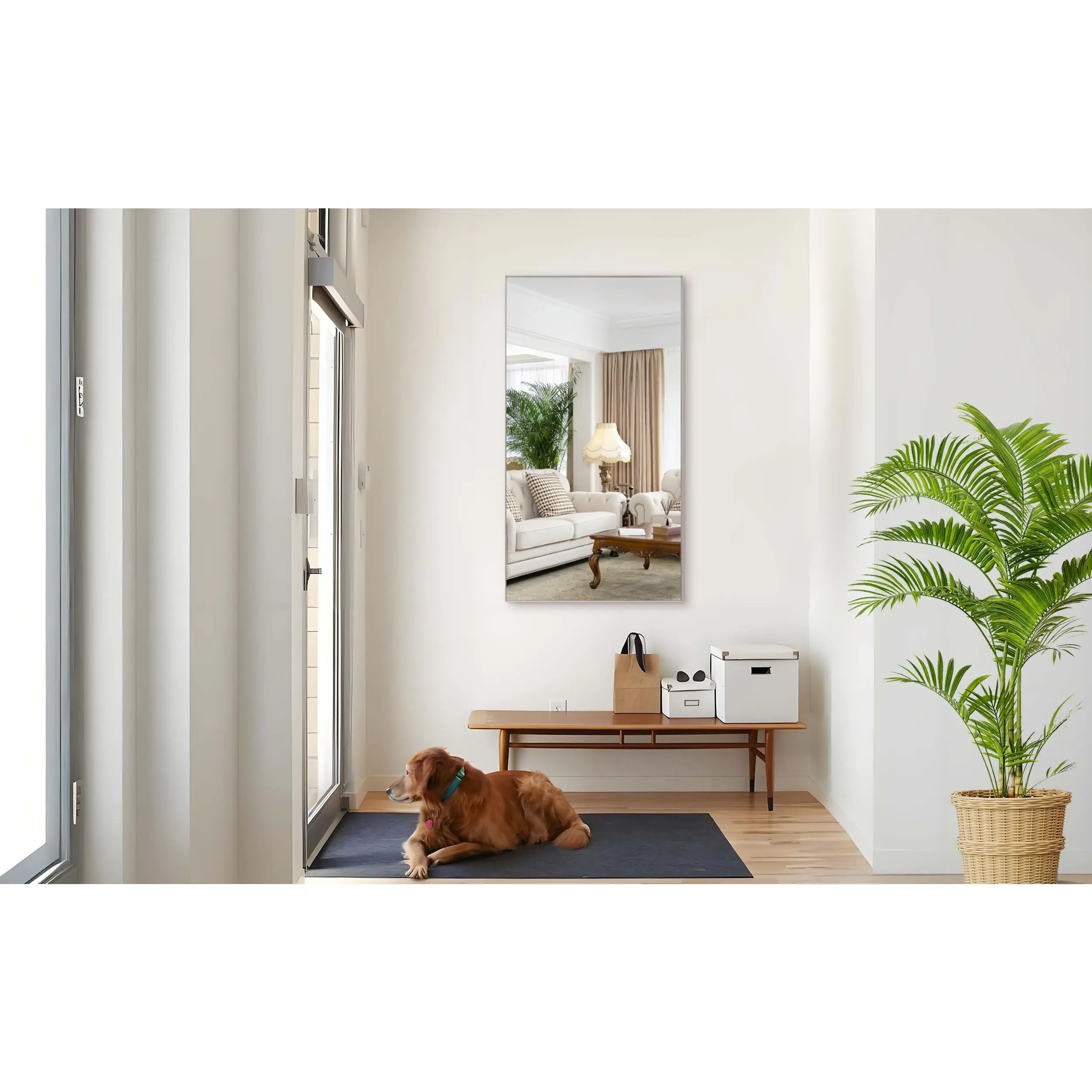 ARCH 55x30 Inch Oversized Modern Rectangle Wall Mirror with Silver Aluminum Frame, Large Decorative Bathroom Vanity Mirror for Living Room Bedroom, Vertical or Horizontal Mount, Contemporary Wall-Mounted Looking Glass, Home Furniture and Household