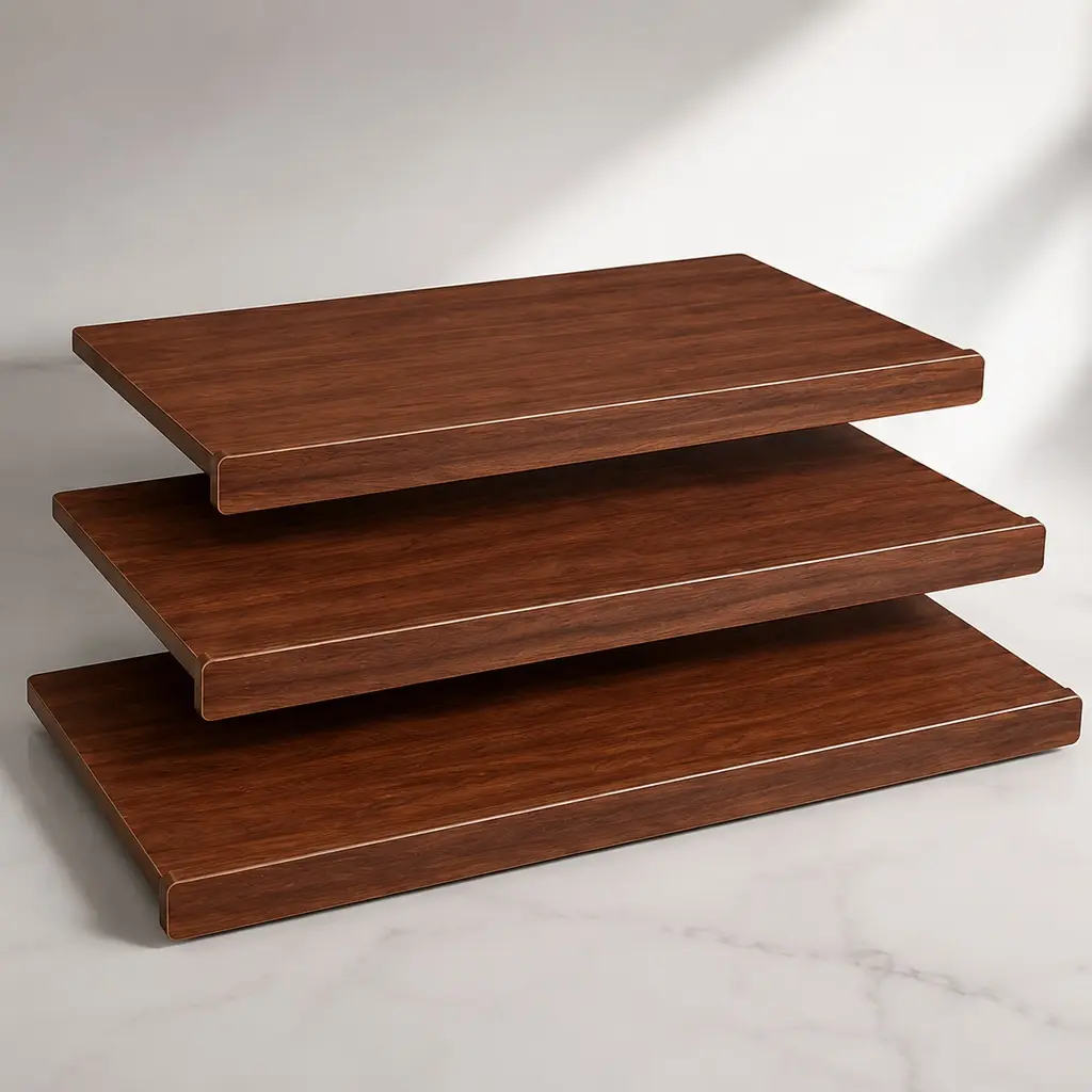 30 x 16 Inch Heavy Duty MDF Wood Shelf Liners, 0.6 Inch Thick Wire Rack Covers for Removable Closet Pantry Shelves, Tool-Free Shelf Cover for Cabinet Bathroom Kitchen Shelving Decoration, Walnut Color, Modern Style