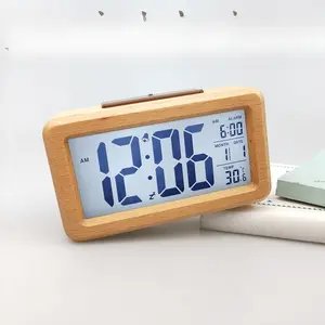 Simple Design Product: Wooden Electronic Clock, Fashionable Electronic Gift, Smart Alarm Clock
