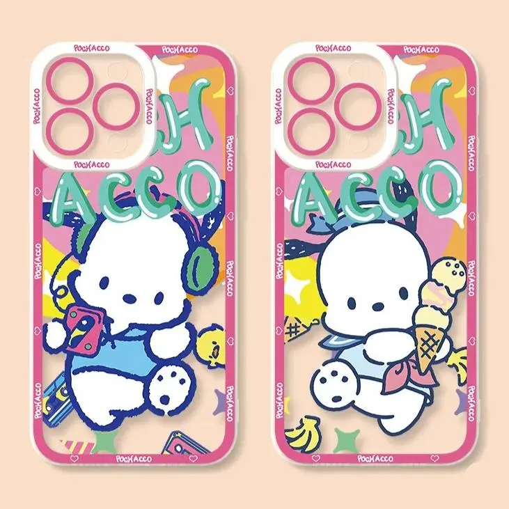 Cute Cartoon Pochacco Smart Phone Case For iPhone 17 Promax 17Air 16 Plus 15 14 13 12 11 Pro Anti-fall Transparent   Soft  TPU Shockproof Protective Cover