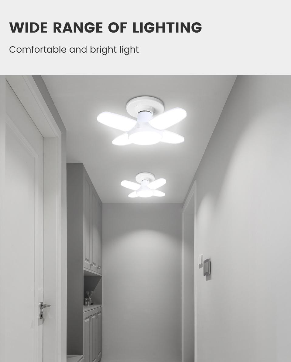 Fan Shape Foldable  LED  Deformation for Home Ceiling Lights Warehouse and Garage White Light