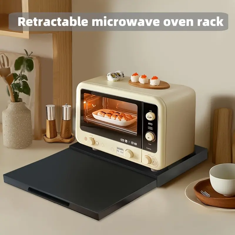 Expandable Pull-Out Countertop Extension Tray, Multi-Purpose Sliding Kitchen Shelf for Toaster Oven, Coffee Machine, Small Appliances, Space-Saving Counter Workstation for Food Prep, Coffee Bar