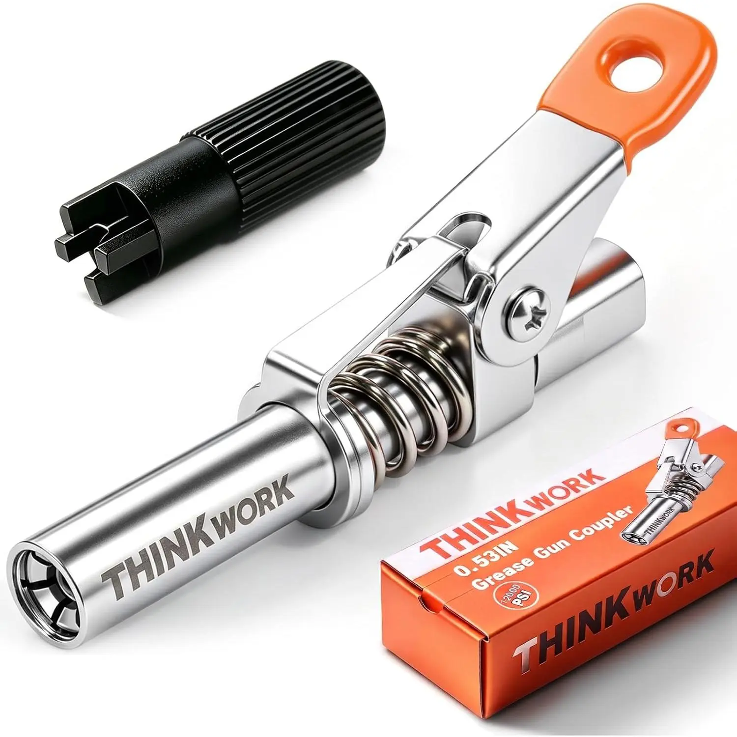 Gun Coupler, Leak-Free Gun Tips with Non-Slip Handle, 6-Jaw Lock-On High Pressure Quick Release Fittings, 0.53" Diameter for, Fits All Guns