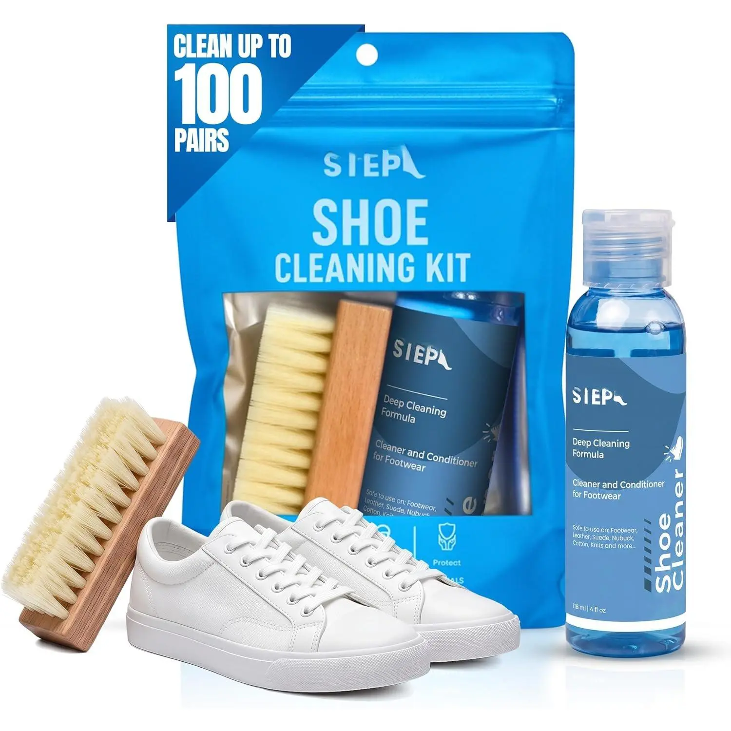 Shoe Cleaner Kit | Sneaker Cleaner (4 oz) with & Bristle Brush, Up to 100+ Washes, for  Washable Shoe Types