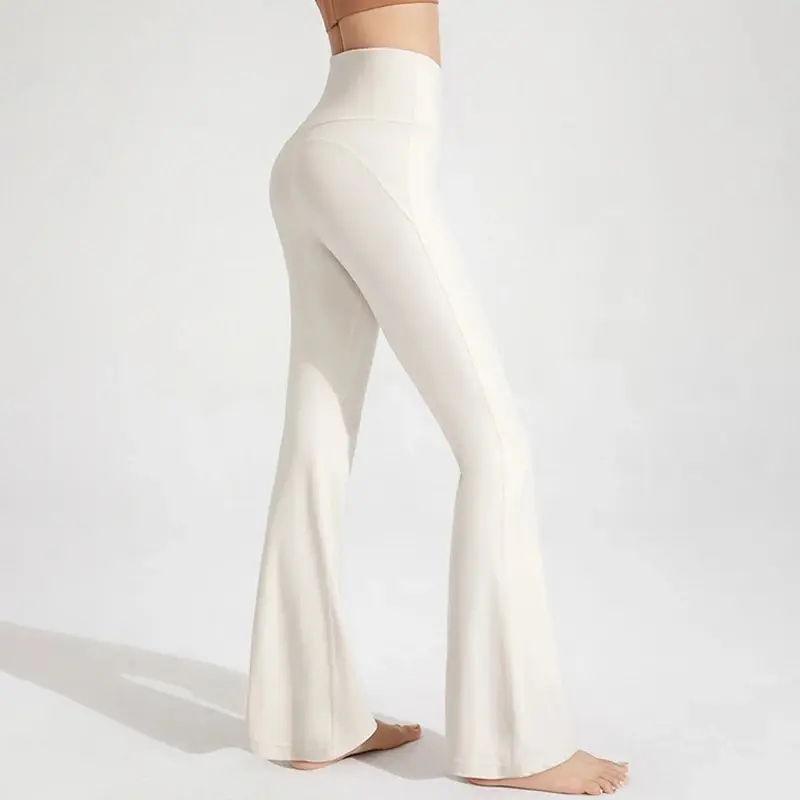 Naked Waisted Waist Cinching Hip Lifting Fitness Exercise Elastic Bell Bottom Pants Women Casual Outdoor Running Yoga Pants,High-Waist,Leopard,Print,V,Back,Flare,Flared,Leggings,with,tummy,control,pocket,bootcut