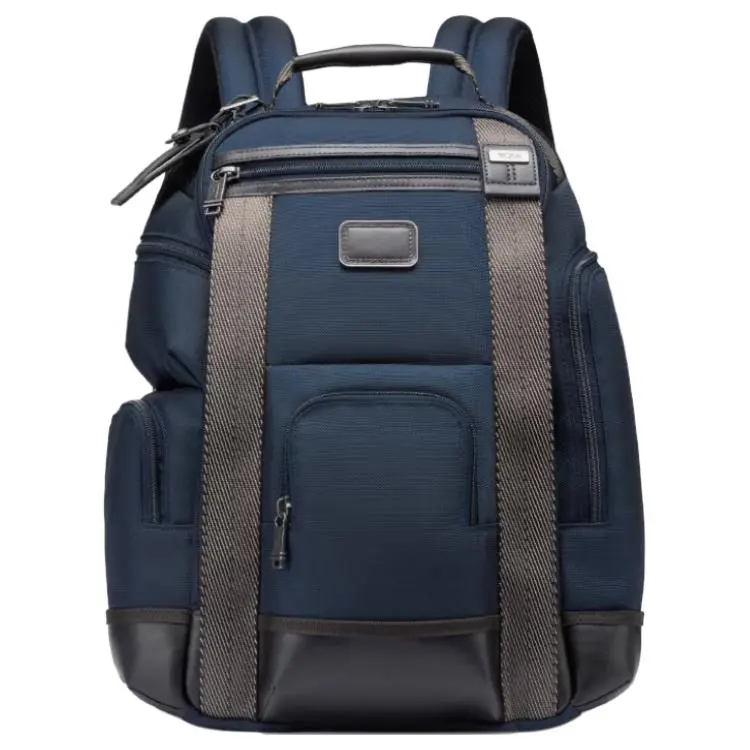 TUMI Nylon Backpack for Men – Medium Size, Naval Blue, Logo-Zip Design