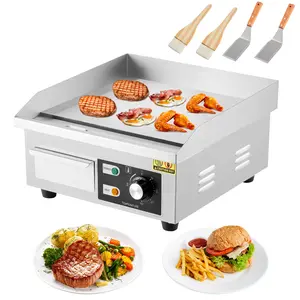 15" Stainless Steel Commercial Griddle, 1500W, 110V, Up to 572°F, Non-Stick. Includes 2 Shovels & 2 Brushes. Tap to Grab Yours.