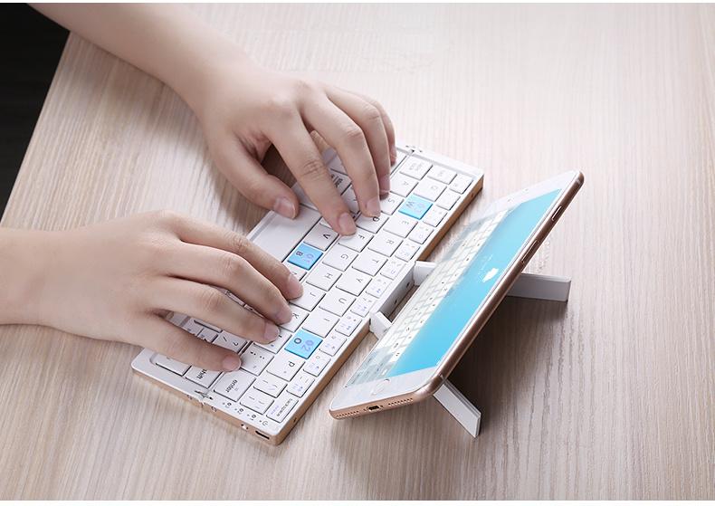 2026 Mini Folding Bluetooth Keyboard Wireless Keypad Support3 Devices With Stand Rechargeable Foldable Keyboard for Phone Tablet
