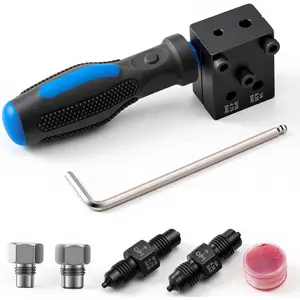 Brake Line Flaring Tool Kit 7-Piece, 3/16" 1/4" SAE Double & Bubble Flare Tool, 45° Flaring Tool for Brake & Fuel Lines, 3/16 Brake Flare Tool for Automotive Hydraulic Repair (7)