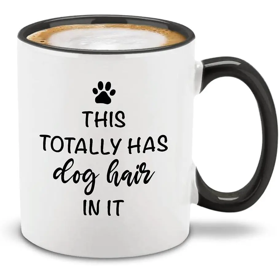 shop4ever Dog Dad Mug Black Handle Ceramic Coffee Mug This Totally Has Dog Hair In It Design 11 oz Funny Gift for Dog Lovers Pet Owners Fathers Day Birthday Christmas