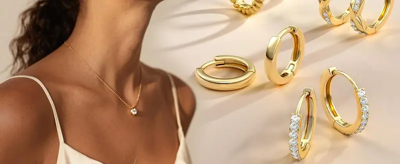 Gold Hoop Earrings Jewelry for Women Trendy 14K Gold Plated Huggie Earrings Hypoallergenic Cartilage Earring Stacks Cute Dainty Huggie Hoops Earring Sets for Multiple Piercing Earring Stacking Set