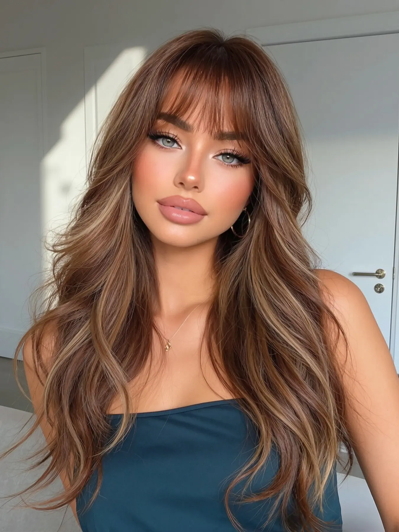 One-Piece Gradient Multi-Color Wavy Hair Wig, Large Scalp, Heat Resistant, Realistic Natural Look, Ideal for Daily Use, Parties, Holidays, Synthetic Wavy Wig
