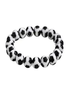 Acrylic Sports Beaded Bracelet, 19cm Football Basketball Rugby Fan Support Jewelry, Gift for Friends and Family, Daily Wear