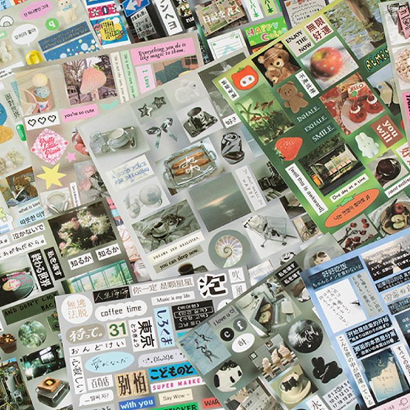 Vintage Scrapbook Page Sticker Book, 30 Sheets/book, Scrapbooking & Journal Making Material Paper, DIY Decorative Sticker Book for Stationery & Water Bottle & Laptop