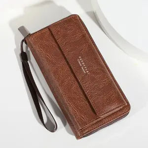 Cross-Border Men's Wallet PU Multi-Card Slot Casual Long Wallet, New Large Capacity Handheld Bag, Phone Coin Purse for Men