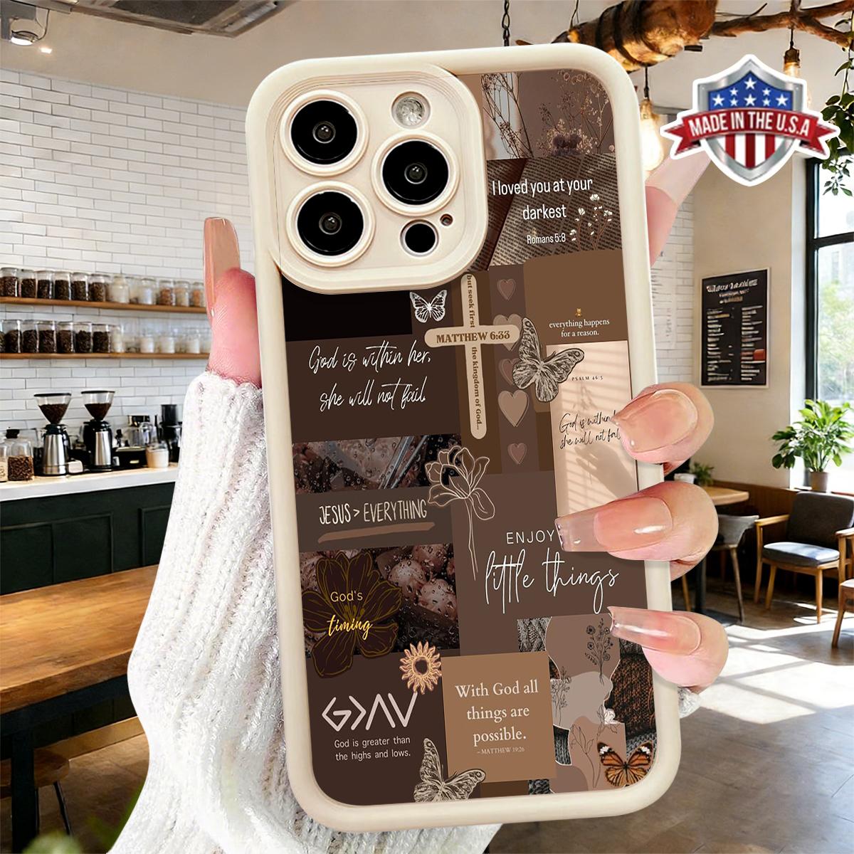 Minimalist Christian Faith Quote Collage Pattern Case for iPhone 17 16 15 14 Pro Max 13 12 11 XR XS Plus Air Slim Shockproof Anti Drop Protective TPU Phone Cover