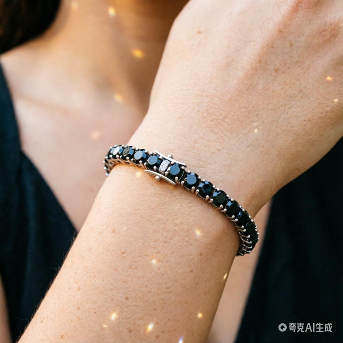 Genuine 925 Sterling Silver Black Moissanite Tennis Bracelet 3/4/5mm, Exquisite Premium Luxury Unisex Jewelry Gift for Women Men, Trendy Iced Out Style