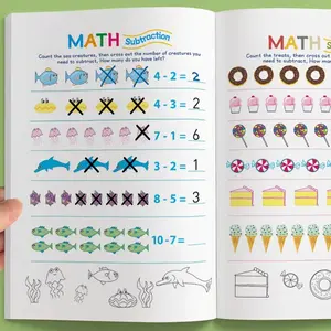 64-page Pre-school and Kindergarten Mathematics Practice Book - Interactive Learning Book, featuring pages for number matching, counting, addition and subtraction exercises - thick paper cover, classroom activities, school supplies, back-to-school items,