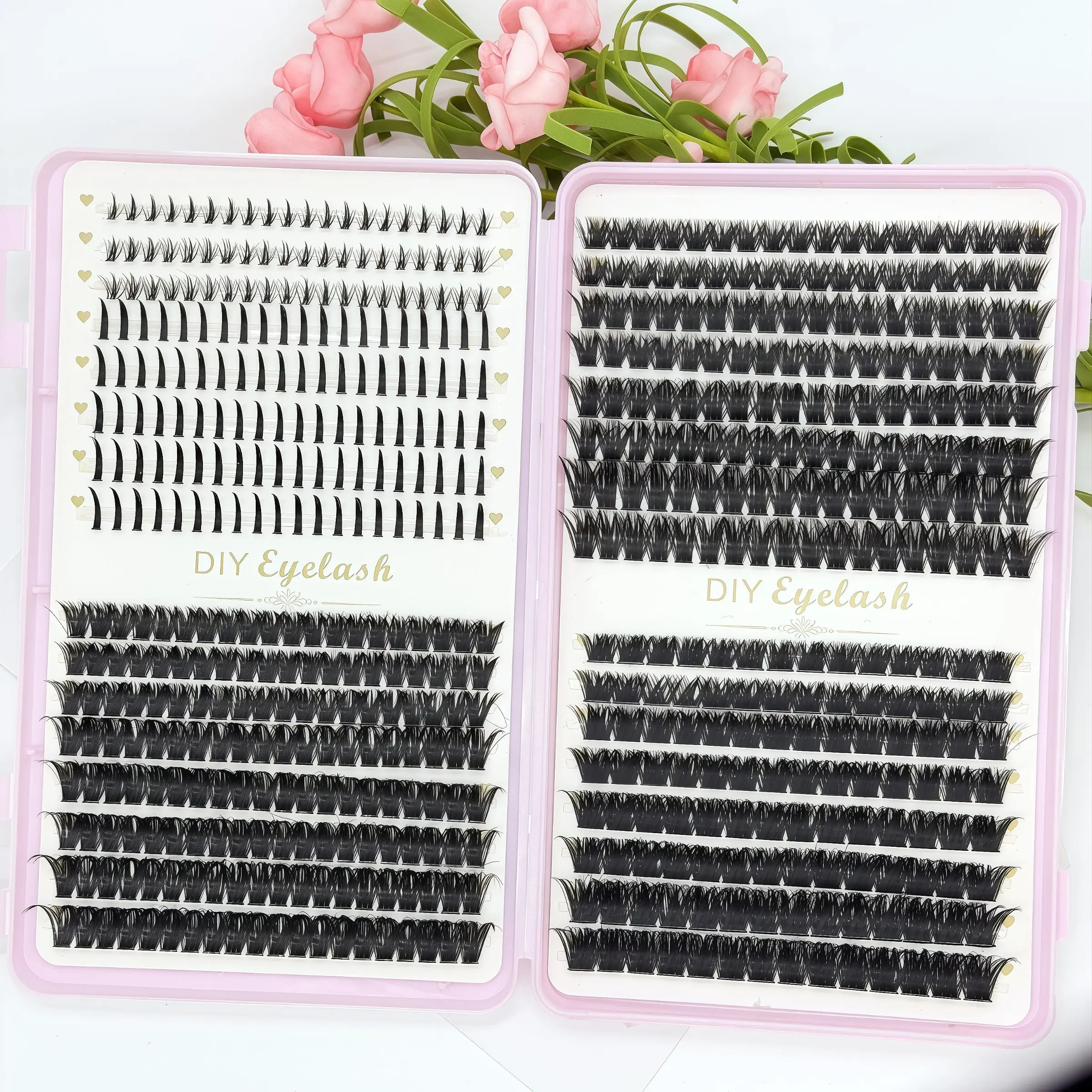 60D+80D+100D Long Lash Clusters, D Curl Natural Extensions, Thick Manga Eyelash, Fluffy Lash Clusters 9-16mm, DIY Fairy Spiky Lash Extension
