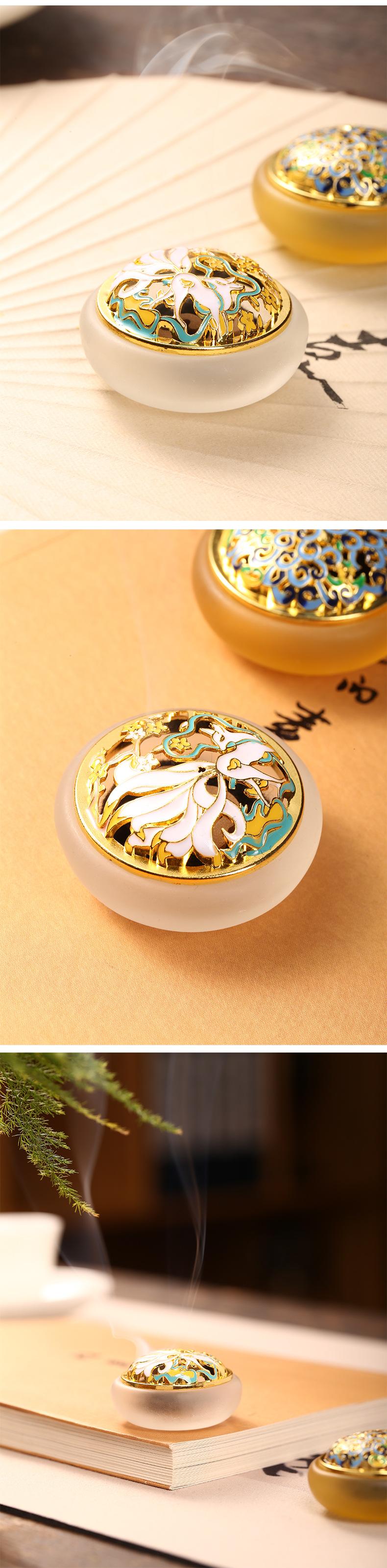 Colored Glaze Incense Burner for Coil Incense Agarwood & Sandalwood Smoke-Free Powder Cloud Style Household Tool Enhances Aroma Ideal for Agarwood & Sandalwood incense stick holder