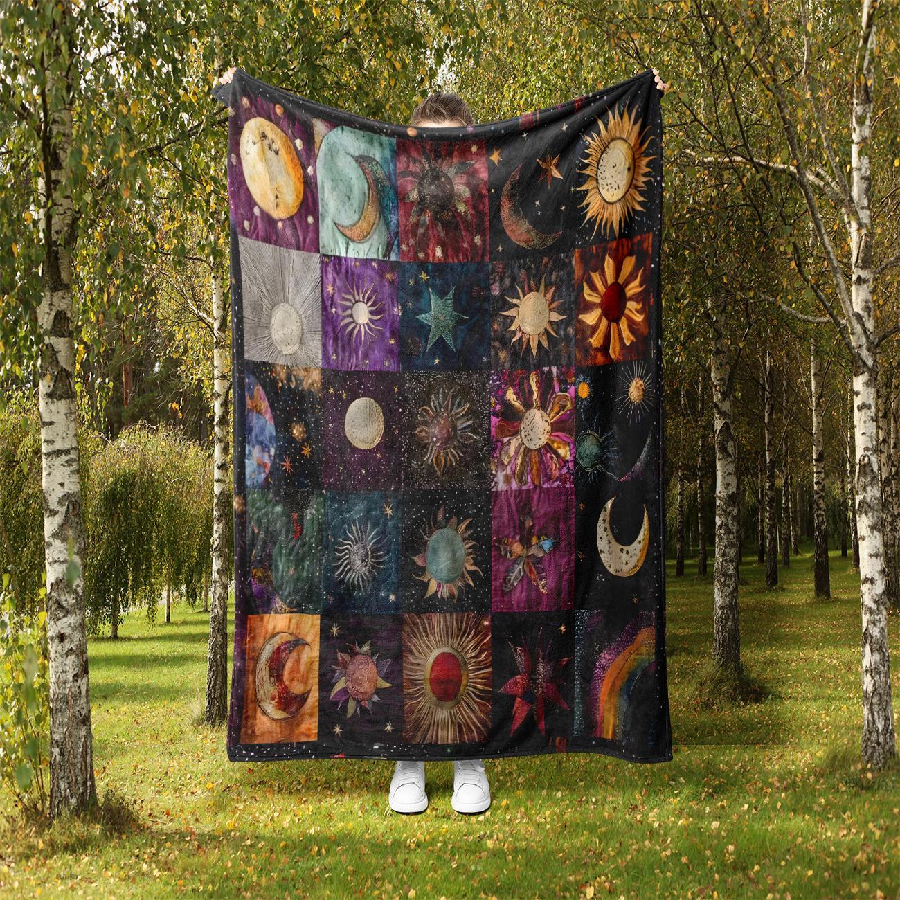 Star & Moon Pattern Blanket, 1 Count Soft Comfortable Throw Blanket, Stylish Blanket, Cool Bedroom Bedding Blankets, Warm Napping Blanket for Home Office Travel